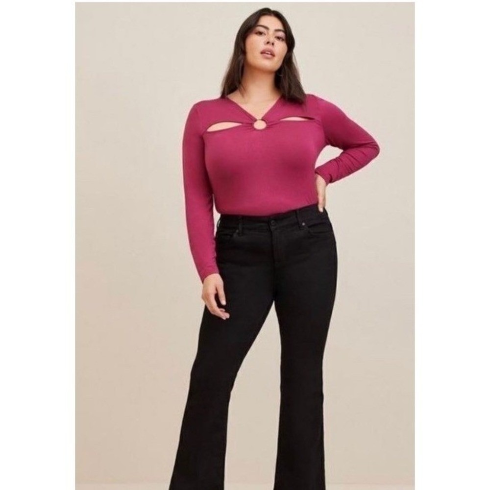 Torrid 3X Cutout Top Raspberry Pink Stretch Knit Long NWT Plus Size 3 22 24